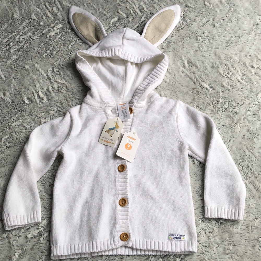 Peter rabbit white cardigan bunny sweater 18-24 m